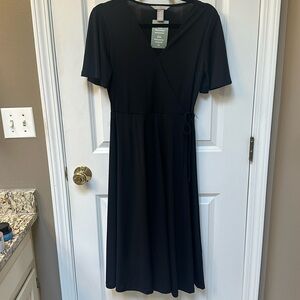 BRAND NEW Long Maxi H&M Black Dress with Tie Size S